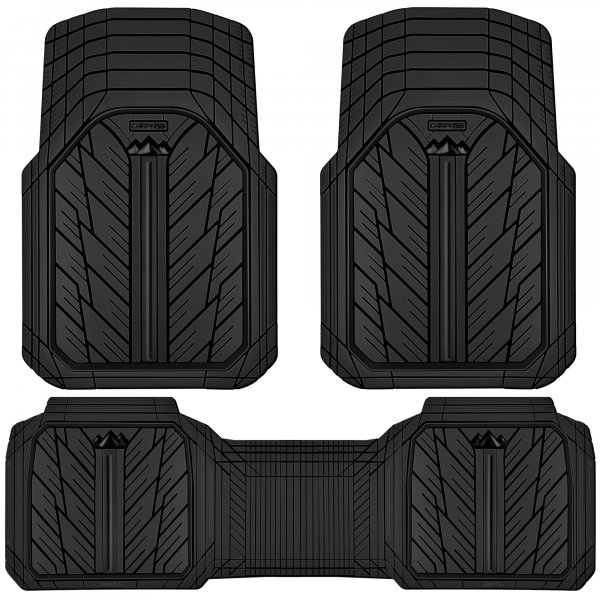 CAR PASS Heavy Rubber Car Floor Mats, Deep Waterproof Car Mats All Weather, Universal Trim-to Fit Automotive Floor Mats for Car SUV Truck Van, Durable Floor Liners Solid Black