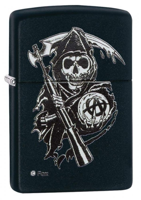 Zippo Sons of Anarchy Grim Reaper Pocket Lighter, Black Matte