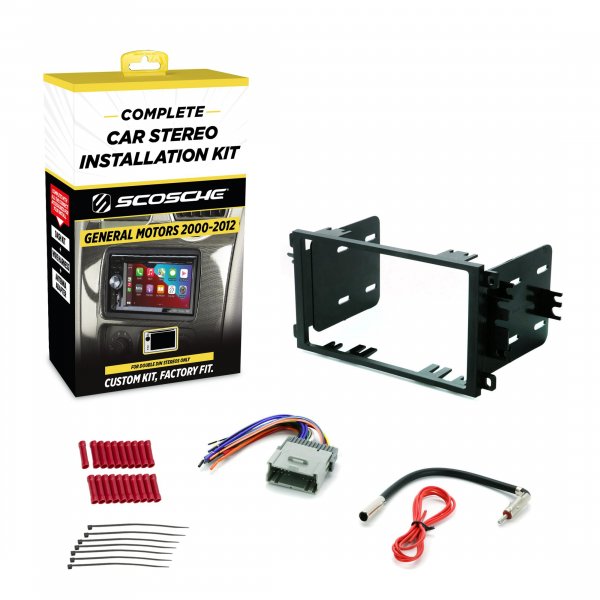 Scosche ICGM8BN Double DIN Radio Installation Dash Kit Compatible with Select 2000-2012 General Motors Vehicles - Complete Basic Aftermarket Car Stereo Install Kit- See Fit Guide Image for Vehicles