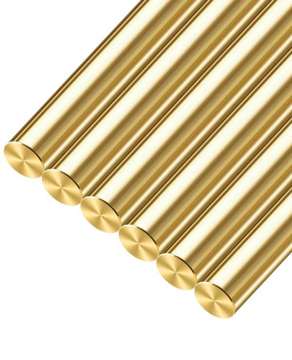 Coolneon 3/16 inch Brass Rods 3/16 x 12 in, 6 Pcs for Knife Making Knife Handles Pins Stock Knife Scale Solid Round Brass Rod Dowel Rivet Gunsmithing Crafts Modeling Hobby