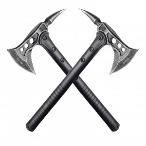 JXE JXO Camping Axe, Throwing Tactical Tomahawk with Spike, Survival Hatchet with Sheath, Nylon Fiber Handle for Outdoor Survival Hiking Camping （2 Pack）