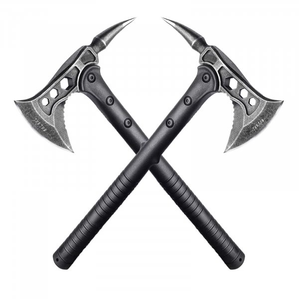 JXE JXO Camping Axe, Throwing Tactical Tomahawk with Spike, Survival Hatchet with Sheath, Nylon Fiber Handle for Outdoor Survival Hiking Camping （2 Pack）