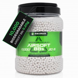 Aim Green Biodegradable Airsoft BBS, Premium-Grade 6mm Airsoft BBS, 20g, 25g, 32g, 36g, 40g, 2,500, 5,000, 10,000 Count
