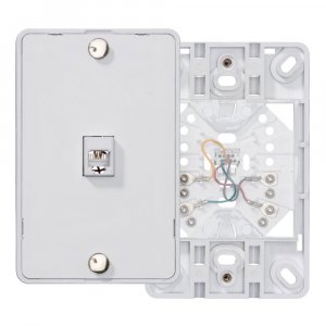 Leviton Telephone Wall Jack, 6P4C, Screw Terminal, 40214-W, White
