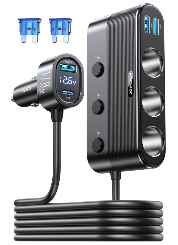 179W 7 in 1 Cigarette Lighter Splitter, PD30W Fast Charging Adapter for Car