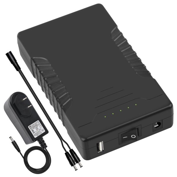 Talentcell Rechargeable 12V 6000mAh/5V 12000mAh DC Output Lithium ion Battery Pack for LED Strip/CCTV Camera/Telescope/Modem and More, Portable Li-ion Power Bank with 12.6V Charger, Black