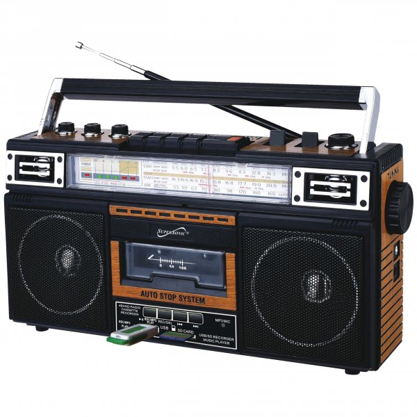 SUPERSONIC SC-3201BT-WD 4 Band Cassette Radio (White)