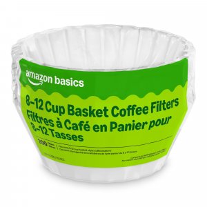 Amazon Basics Basket Coffee Filters for 8-12 Cup Coffee Makers, White, 200 Count, Packaging May Vary