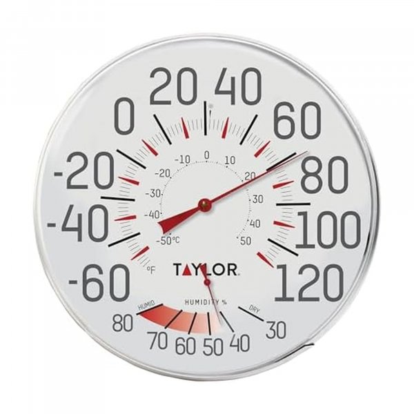 Taylor Precision Products Humidiguide Dial Thermometer (12-Inch), White, One Size