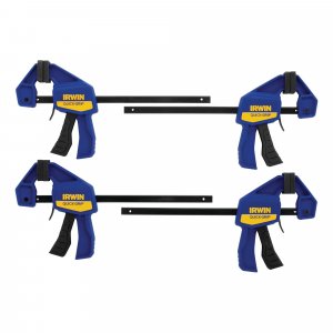 IRWIN Quick-Grip 1964758 One-Handed Mini Bar Clamp 4 Pack, 6", Blue