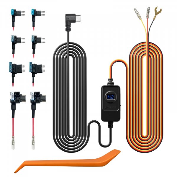 REDTIGER F7N Dash Cam Hardwire Kit USB C Port, Dashboard Camera Car Charger Cable Kit 12V- 24V to 5V w/Fuse Kit, Low Voltage Protection for Dash Cam Double-4 Fuses