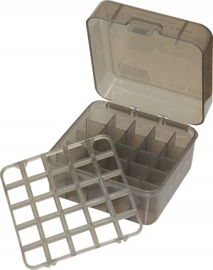MTM S25D41 Shotshell Box 25 Round Flip-Top 12 20 Gauge Up To 3 Inch Clear Smoke