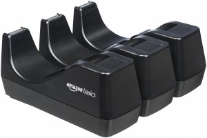 Amazon Basics Weighted Desktop Tape Dispenser with Non-Skid Base, Desk Accessory, 3-Pack