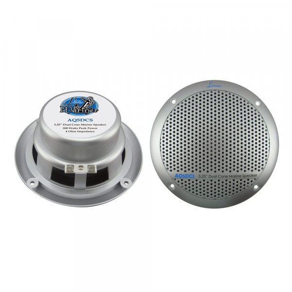 Lanzar AQ5DCS 5.25" 300 Watt Dual Cone Silver Marine Speaker pair
