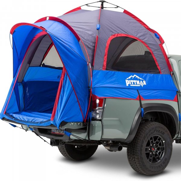 Pittman Outdoors Truck Bed Tent – EZ-UP Easy Assembly Truck Tent for Camping with Rain Fly, Extra Wide Entry, Oversize Air Mesh & Porch Cover – Premium Truck Bed Camp - 5 ft - 5.2 ft