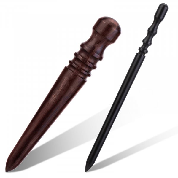 Wonvoc Leather Edge Burnisher 2 Pcs Ebony Wood Burnishing Tool