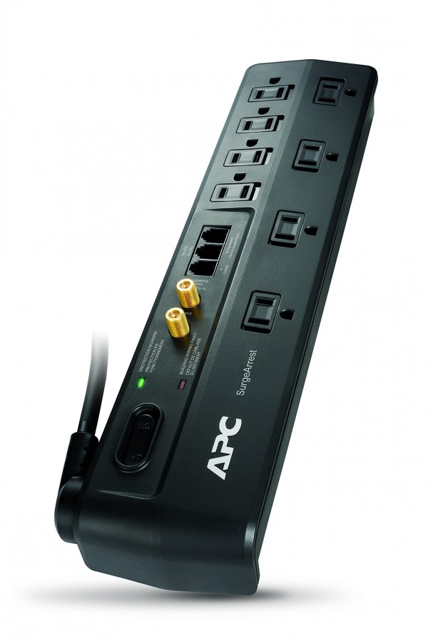 APC P8VT3 8-Outlet Essential SurgeArrestÂ® Surge Protector (Telephone Protection)