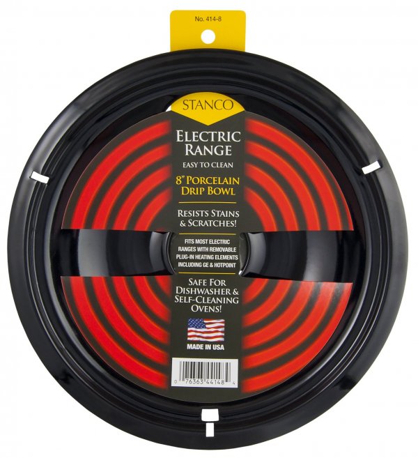 STANCO METAL PRODUCTS 414-8 Porcelain Drip Pan (8In; Black)
