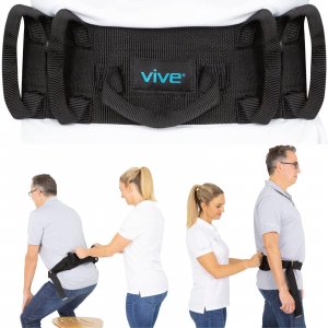 Vive Gait Belt (350lbs) Transfer Belt with Handles - Medical Nursing Safety Patient Assist - Bariatric, Elderly, Handicap, Physical Therapy - PT Gate Strap Quick Release Metal Buckle, Grabbing Teeth