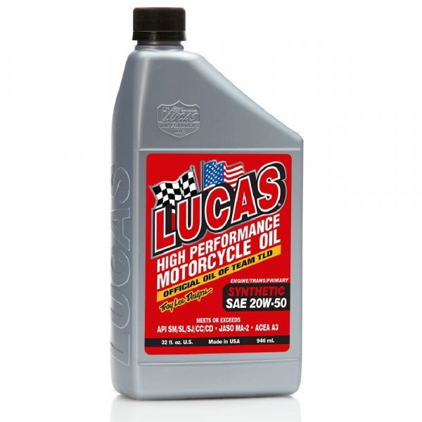 Lucas Oil 10702 Synthetic SAE 20W-50 Motorcycle Oil 1 QT
