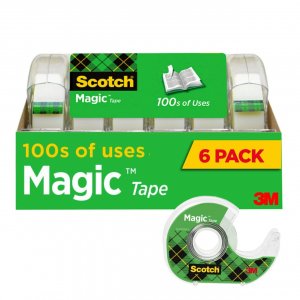 Scotch Magic Tape, Invisible, Home Office Supplies and Back to School Supplies for College and Classrooms, 6 Tape Rolls with Dispensers