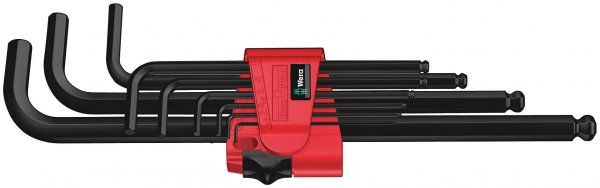 Wera - 5073596001 Hexagon 950 PKL/9 BM SB L-Key Set, BlackLaser, Ballpoint Hex Key, 9 Piece