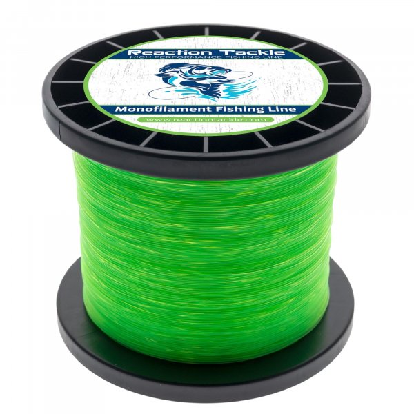 Reaction Tackle Monofilament Fishing Line - Premium Nylon Mono Line, Strong & Abrasion-Resistant, Low Memory for Smooth Long Casts - Freshwater & Saltwater - Hi Vis Green | 30lb (1950 Yards)