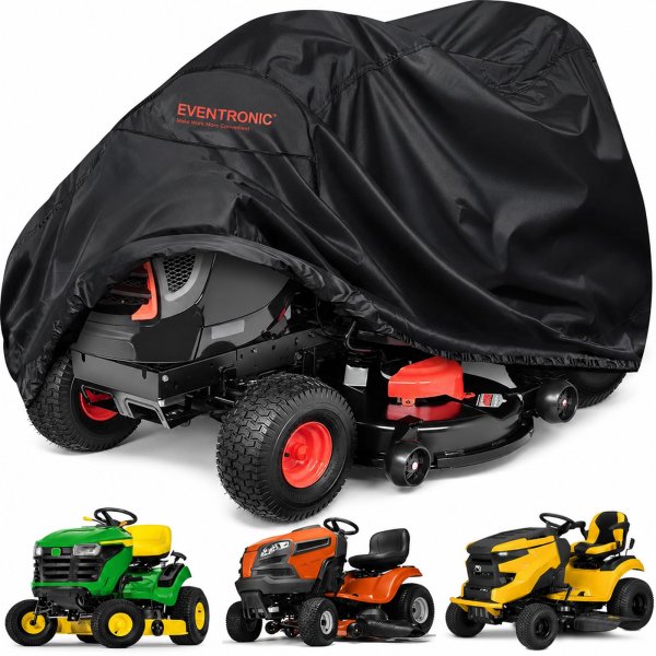 Riding Lawn Mower Cover, Eventronic 54“ Riding Lawn Tractor Cover Waterproof Heavy Duty Durable (420D-polyester oxford)