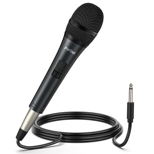 FIFINE K6 Karaoke Microphone with 1/4” Plug, Dynamic Vocal Mic for Singing