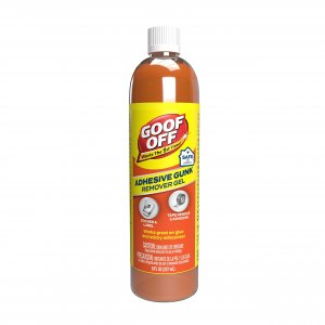 Goof Off Adhesive Gunk Remover, 8 fl. oz., Removes Stickers, Glue, Labels, Tape Residue and Adhesive, Ideal for Hard Surfaces Like Metal, Glass and Non-Acrylic Plastic