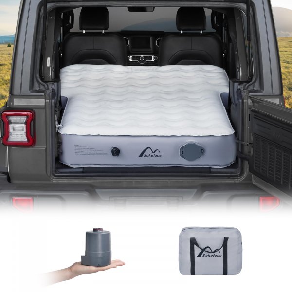 Sokeface SUV Air Mattress,Car Air Mattress Fit for Large and Mid-Size SUV, Jeep Wrangler Air Mattress with Wireless Air Pump, Jeep Wrangler Bed 10inch Camping Bed for JK JKU JL, Bronco,Forester