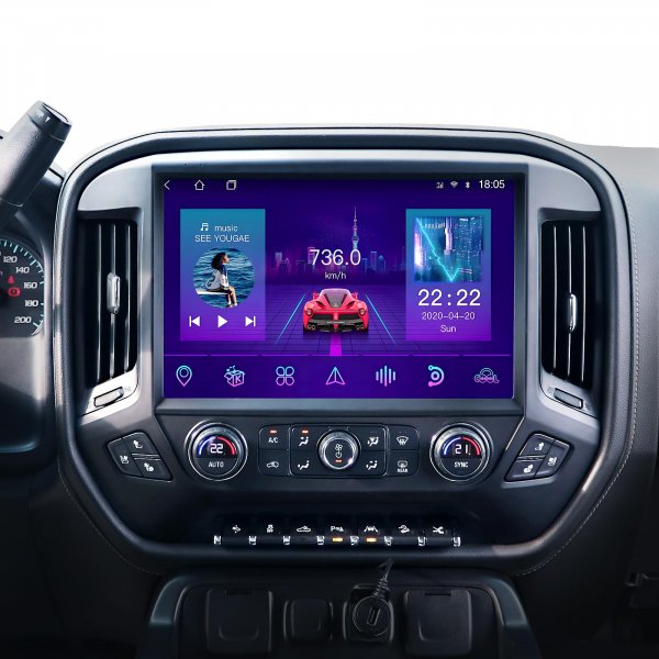 Gearzbtor 13.1" 8Core 8+128G Car Radio for Chevy Silverado GMC Sierra 2014-2018,5Ghz WiFi Android 13 2K Screen Radio Wireless CarPlay Android Auto BT DSP 48EQ Backup Camera Mic,Black