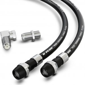 G-PLUG RG6 Coaxial Cable 50FT – Triple Shielded, Waterproof, 75 Ohm with F-Type Connectors, High-Performance for HDTV, Satellite, Internet, Indoor/Outdoor Use