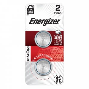 Energizer 2025 Batteries (2 Pack), 3V Lithium Coin Batteries With 3-in-1 Child Shield