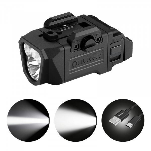 OLIGHT PL X Tactical Flashlight Rechargeable USB-C Dual Beams Strobe Combo 22,500 Candelas Spotlight and 1,200 Lumens Floodlight Adjustable & Reversible Lugs, for 1913 / GL Rail Mount (Matte Black)