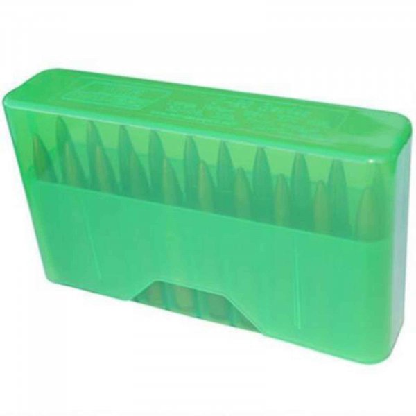 MTM Case-Gard 20 Round Slip-Top Rifle Ammo Box,Clear Green,Medium