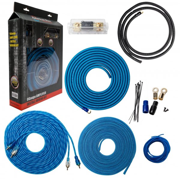 American Bass ABBLUE4GKIT 4 Gauge Wiring kit with ANL Fuse