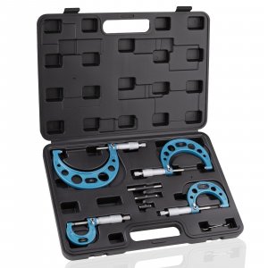 Beaiguna 4PCS Micrometer Set, 0-1"/1-2"/2-3"/3-4" Machinist Outside Micrometer Measuring Tool, Ultra-Precision 0.0001" Graduation Micrometers, Professional Machinist Tools Set