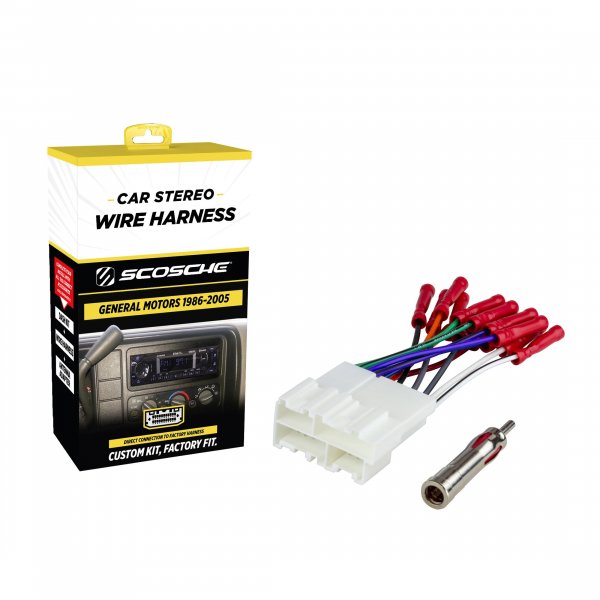 Scosche GM2AB Car Radio Wiring Harness and Antenna Adapter Compatible with Select 1986-05 GM, Buick, Cadillac, Chevy, GMC, Oldsmobile, Pontiac, Saturn Vehicles - Aftermarket Stereo Receiver Wire Kit