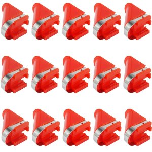 Stainless Steel Replacement Blades 15 Pieces for Automatic Electric Potato Peeler, Automatic Rotating Fruits Vegetables Cutter Peeling Tool (Red)