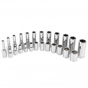 Great Neck 18622 - 22 Pc 1/4 Drive Deep/Shallow Socket Set with Tray- Metric