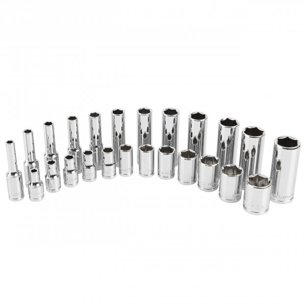 Great Neck 18622 - 22 Pc 1/4 Drive Deep/Shallow Socket Set with Tray- Metric