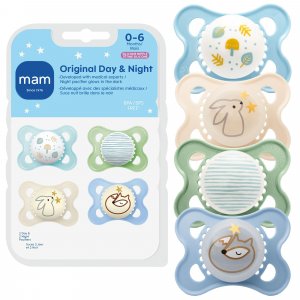 MAM Original Baby Pacifiers 0-6 Months, Glows in The Dark, 4 Pack