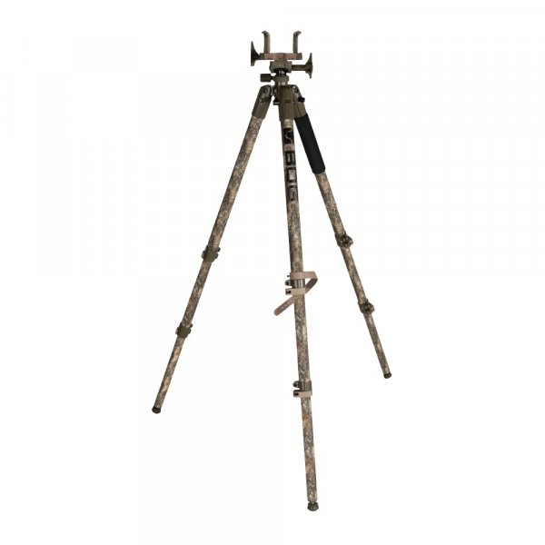 BOG DeathGrip Realtree Excape Camo Tripod with Durable Aluminum Frame, Lightweight, Stable Design, Bubble Level, Adjustable Legs, and Hands-Free Operation for Hunting, Shooting, and Outdoors
