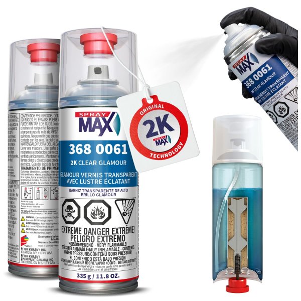 SprayMax 2K Glamour High Gloss Clear Coat | 2K Automotive Clear Coat Spray Paint | High Gloss Finishing Spray | UV-Resistant, Scratch & Gasoline Resistant | Professional Grade 11.8 oz