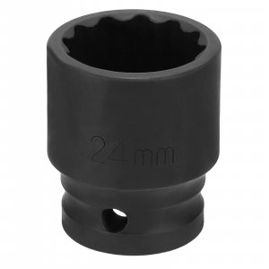 HARFINGTON 12-Point Impact Socket 1/2 Inch Drive 24mm Metric Cr-V Shallow Impact Socket Nut Driver Wrench for Auto Repair