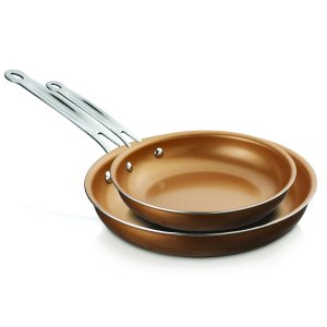 Brentwood Appliances BFP-2810C 2pc Nonstick Induction-Compatible Copper Pan Set