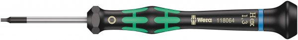 Wera 05118074001 Kraftform Micro 2054 Hexagon Electronics Precision Screwdriver, 0.05mm Head, 40mm Blade Length