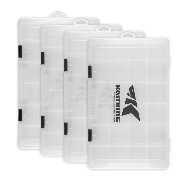 KastKing Tackle Boxes, Plastic Box, Plastic Storage Organizer Box with Removable Dividers - Fishing Tackle Storage - Box Organizer - 2 Packs /4 Packs Tackle Trays - Parts Box