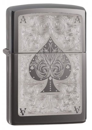 Zippo 28323 Windproof Lighter Ace Filagree, Black Ice Finish